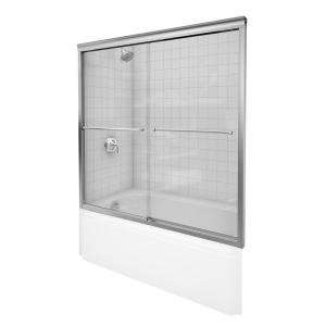   in. Frameless Bypass Shower Door in Matte Nickel with Tempered Glass