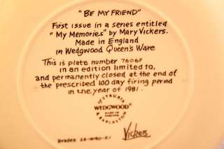 1981 Wedgewood Be My Friend Collector Plate (Vickers)  