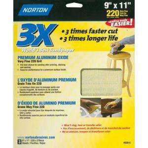 Norton 9 in. x 11 in. 220 Grit 3X Sanding Sheets (3 Pack) 02616 at The 