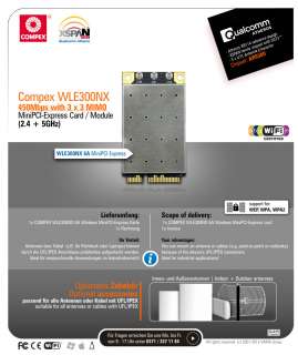 COMPEX 450Mbps Wlan miniPCIexpress WLE300NX 6A Atheros 9380 Chipset 