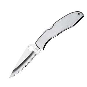 Spyderco Knives POLICE Stainless Steel Handle Serrated Edge Blade C07S 