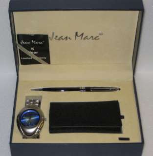 New Jean Marc Blue Mens Watch/Pen/Key Wallet Set NIB  