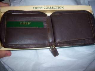 Dopp Ziparound Pullout ID Genuine Leather Wallet,Brown  