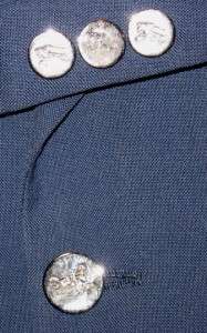 Burberrys Vintage Sport Coat Jacket Blazer Blue Wool Horse Buttons Men 