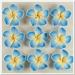 50 PCS Pick Color Polymer Clay Fimo Plumeria Flower Beads 42mm  
