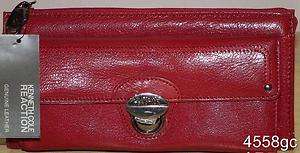 KENNETH COLE RED LEATHER TOP ZIPPERED CLUTCH WALLET NEW $55  