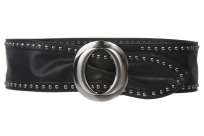 Wide High Waist Fashion Leather Ring Fold Sash Belt  