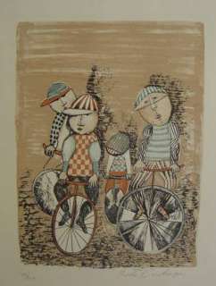 GRACIELA RODO BOULANGER, Bicycling lithograph, UNFRAMED  