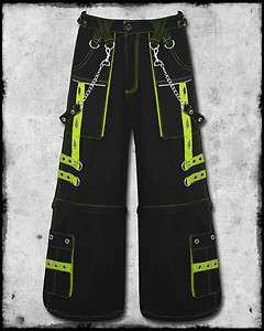   NEON YELLOW FEAR STRAP CHAIN RAVE CYBER BAGGY TROUSERS PANTS  