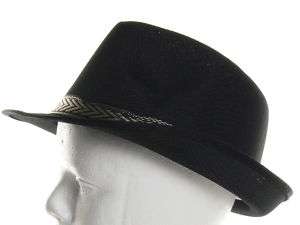 Men Crushable Stingy Upturn Brim Fedora Hat Grey White  
