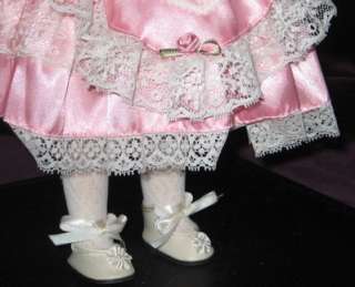 Pretty in Pink Victorian Brunette Porcelain Doll•Best Holiday Gift 