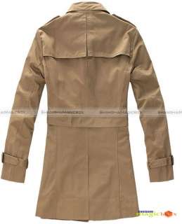 Men Slim Single Breasted Long Trench Coat Jacket #004  