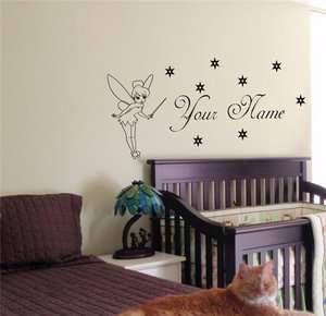 CUSTOM PERSONALIZED BABY NAME TINKERBELL FAIRY WALL STICKER BOY GIRL 