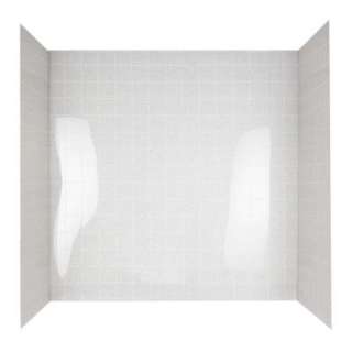   60 in. x 60 in. Three Piece Easy Up Adhesive Tub Wall in White Granite