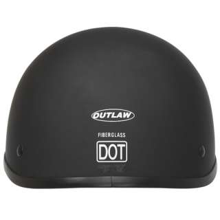 Outlaw Ultra Slim Profile Fiberglass Half Helmet   Matte Black   Large 