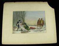 Vintage Jester Clown Opera? Duel Hand Colored Print  