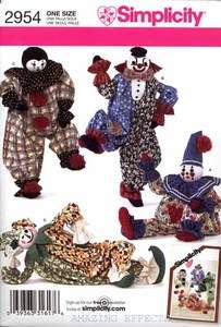 Simplicity Pattern 2954   20 CLOWNS Jester Doll toy sewing  