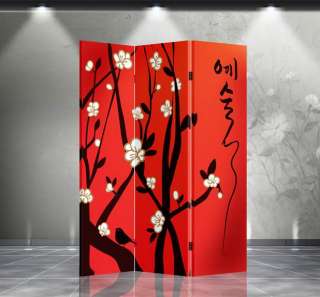 Double Sided Canvas Screen Room Divider   Plum Blossom  