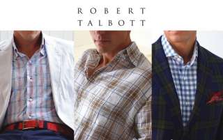 195 NEW ROBERT TALBOTT CARMEL Blue White Shirt M  