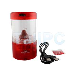 New USB Volcano Aquarium Fish Tank With Red LED Light  