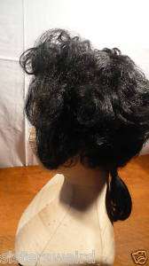 Colonial style 1700 era black curly wig with queue  