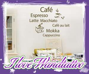 Cafe,Wandtattoo,Kaffee,Coffee,Wandaufkleber,Küche,Folie  