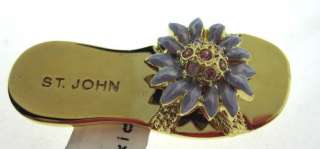 St John Knit Gold Purple Crystal Sandal SHOE NWT PIN  