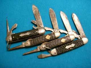 LOT 4 FOLDING BOY SCOUT KNIFE KNIVES USA POCKET SURVIVAL JACK VINTAGE 
