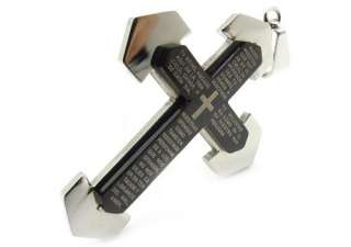 316L Mens silver CROSS jesus bible Stainless Steel Pendant Necklace 