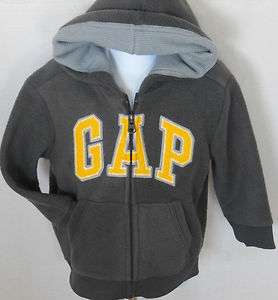 Gap Boys Dark Gray Fleece Logo Hoodie Sweatshirt Jacket Sizes 12M 5T 