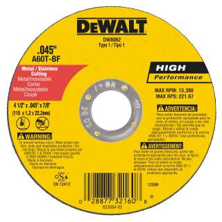 DeWalt DW8062 4.5in Metal Cutting Wheel 25 pack  