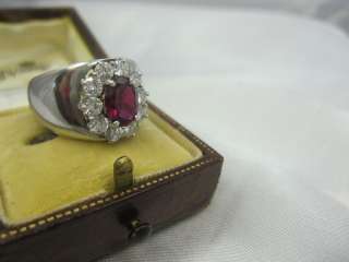 Superb Top Quality 18ct Ruby Diamonds Cluster large Ring  