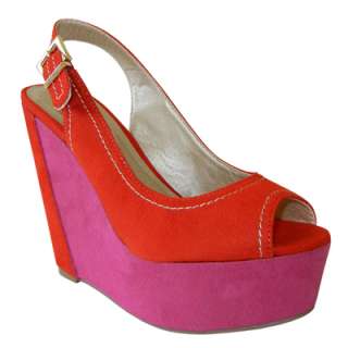 the wedge runs true to size trendy chic red fuchsia color blocked 