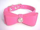 Hot pink bowknot dog puppy rhinestone pets gift cute collar 8/10 
