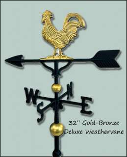 REDUCED 32 DETAILED GOLD BRONZE ROOSTER WEATHERVANE  