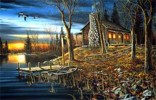 Jim Hansel Complete Serenity Cabin Lake Print 33 x 17  