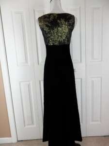 Kay Unger New York 2 Long Black Gold Evening Gown Dress Velvet Prom 