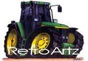 RetroArtz Cartoon Car Print John Deere Tractor in Green  