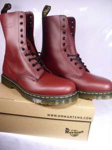 DR. MARTENS CHERRY RED LEATHER 1490 10 EYELET BOOT  