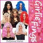 Womens HOLLYWOOD STARLET WIG Long Curly Hair ALL COLOURS FAST POST 