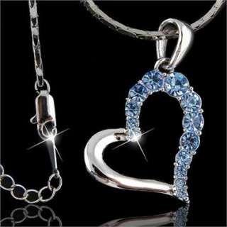   GOLD PLATED GP JEWELRY USE CRYSTALS LOVE HEART PENDANT NECKLACE N007