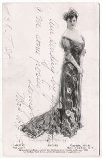 OLD HOWARD CHANDLER CHRISTY POSTCARD LADY ENCORE 1909  