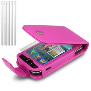 PU LEATHER FLIP CASE FOR SAMSUNG 525, W/6 LCD GUARDS  