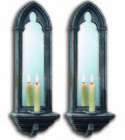 PAIR OF GOTHIC MIRROR WALL HANGING CANDLE HOLDERS