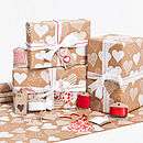 White Love Hearts Brown Gift Wrap Set   wedding cards & wrap