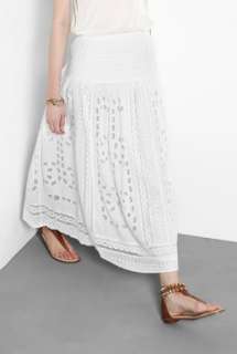   Kors  White Crochet Eyelet Long Cotton Skirt by MICHAEL Michael Kors
