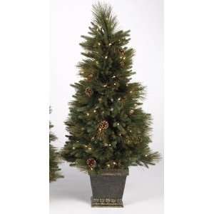 Pre Lit Yukon Fir Potted Artificial Christmas Tree   Clear Lights 