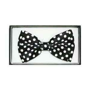  White Polka Dot Black Bow Tie