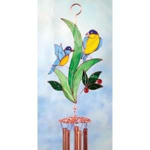   Art Large Songbirds Stained Glass Wind Chimes Patio, Lawn & Garden
