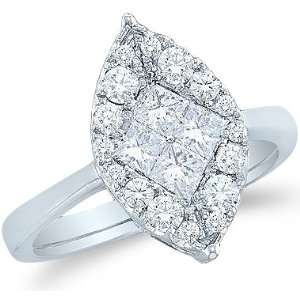 14k White Gold Diamond Engagement Invisible Solitaire Style Center 